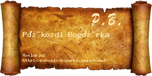 Pákozdi Bogárka névjegykártya